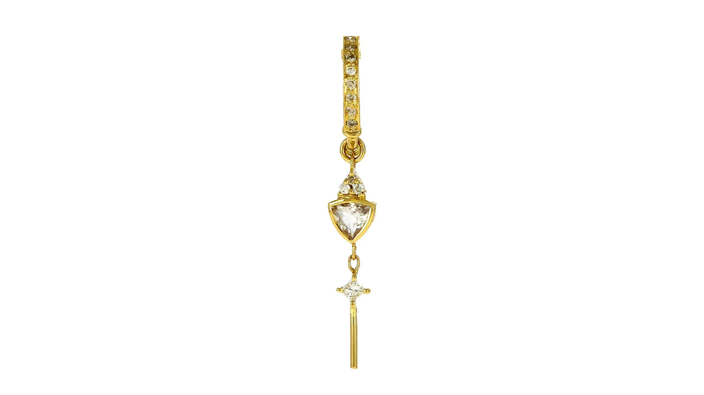 Earrings by brands like Céline D’Aoust are top sellers at Mad Lords’ piercing studios at each of its three locations. Pictured is a 14-karat yellow gold earring with white diamonds ($530). Earrings by brands like Céline D’Aoust are top sellers at Mad Lords’ piercing studios at each of its three locations. Pictured is a 14-karat yellow gold earring with white diamonds ($530).