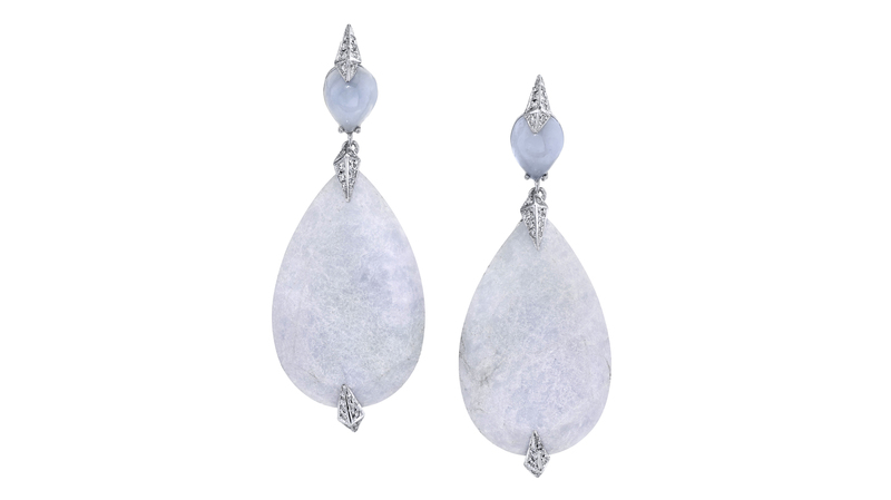 “Jade Ice Earrings” in 18-karat white gold with 69.51 carats of jade and diamonds ($4,700)