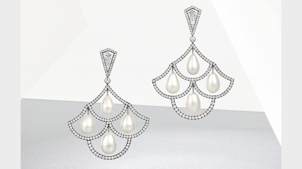 JAR natural pearl and diamond earrings JAR natural pearl and diamond earrings