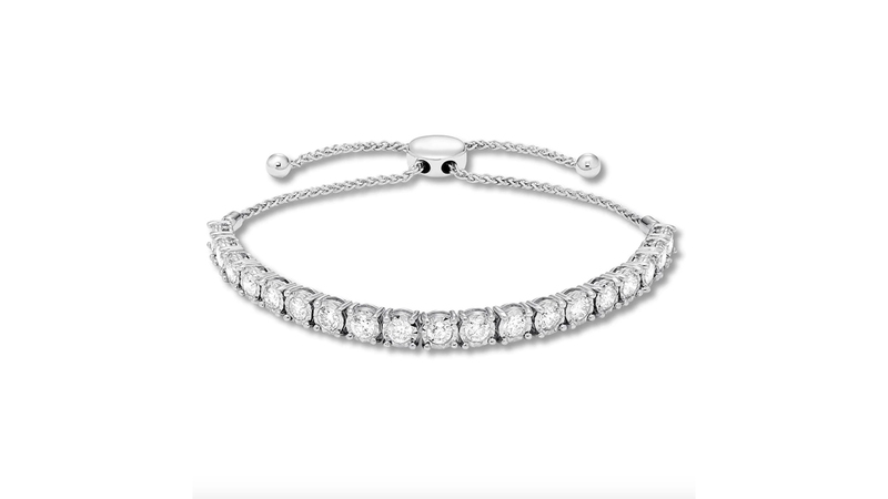 A diamond bolo bracelet, set with 3 carats of round diamonds in 14-karat white gold ($6,999)