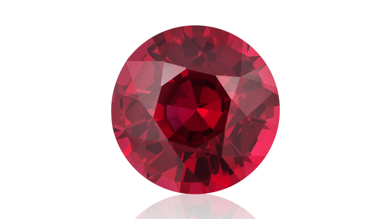 Classic Gemstones, First Place. Allen Kleiman 4.35-carat round Mozambique ruby