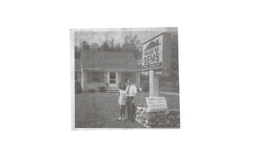 Jim and Ann Marie Dunn in front of their original jewelry store, the House of Gems in Hanover, Massachusetts. Son Sean Dunn said when his parents first opened the store they didn’t have a light for the sign so they used Jim’s car headlights to illuminate it at night. Jim and Ann Marie Dunn in front of their original jewelry store, the House of Gems in Hanover, Massachusetts. Son Sean Dunn said when his parents first opened the store they didn’t have a light for the sign so they used Jim’s car headlights to illuminate it at night.