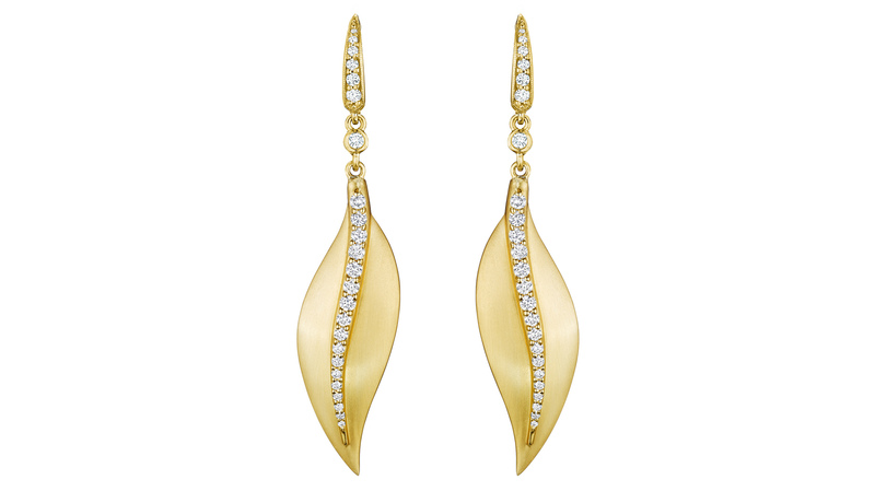<a href="https://www.pennypreville.com/" target="_blank">Penny Preville</a>  18-karat gold center leaf earrings with diamonds ($3,840)