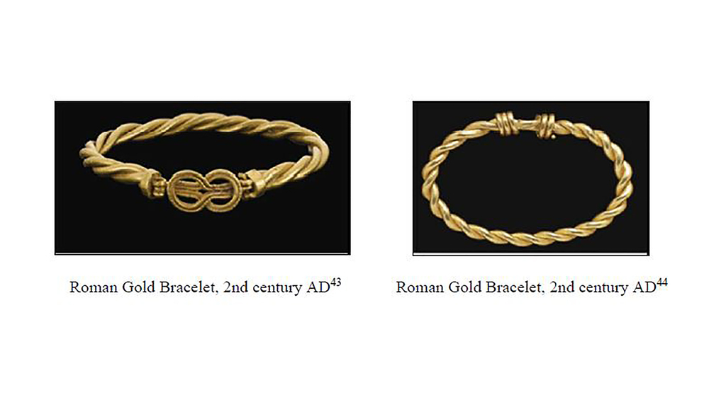 Mejuri showed examples of ancient jewelry with twist designs as part of its countersuit. Mejuri showed examples of ancient jewelry with twist designs as part of its countersuit.