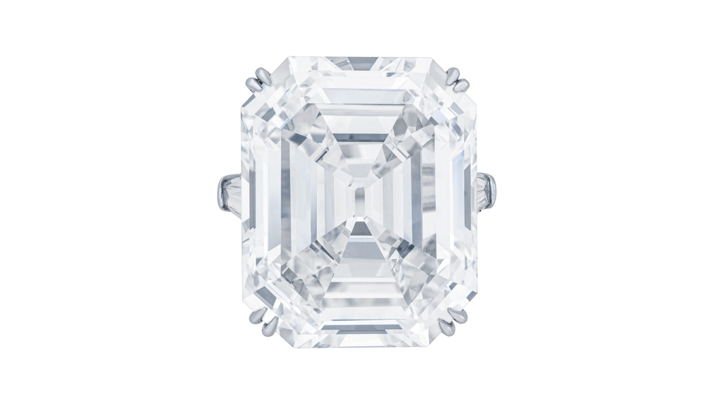 25.2-carat, D-color, potentially IF rectangular-cut diamond ring by Harry Winston (Image courtesy of CHRISTIE'S IMAGES LTD. 2022) 25.2-carat, D-color, potentially IF rectangular-cut diamond ring by Harry Winston (Image courtesy of CHRISTIE'S IMAGES LTD. 2022)