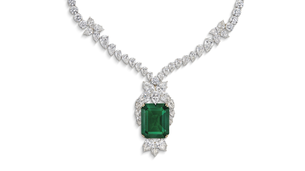 40.41-carat Colombian emerald and diamond necklace by Harry Winston (Image courtesy of CHRISTIE'S IMAGES LTD. 2022)