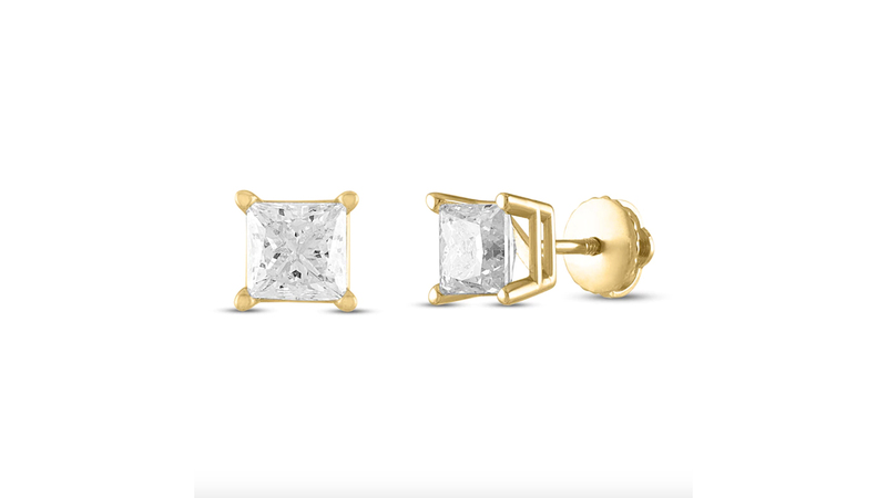 A pair of 0.50-carat total weight diamond solitaire earrings in 18-karat yellow gold ($999)