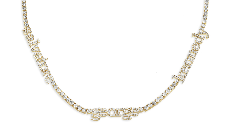 Carbon & Hyde custom name tennis necklace in 14-karat gold with 7 to 8.5-carat total carats of diamonds (starting at $18,400)