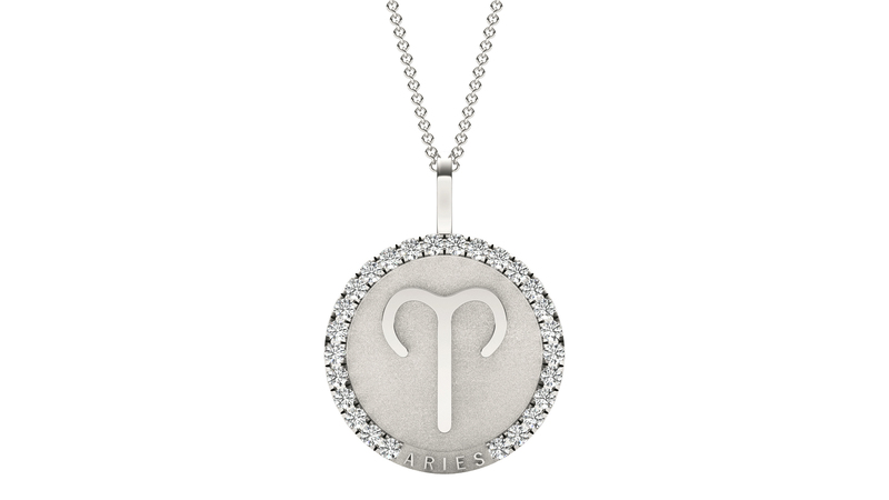 A 14-karat white gold “Aries” pendant with the larger lab-grown diamonds ($1,499)