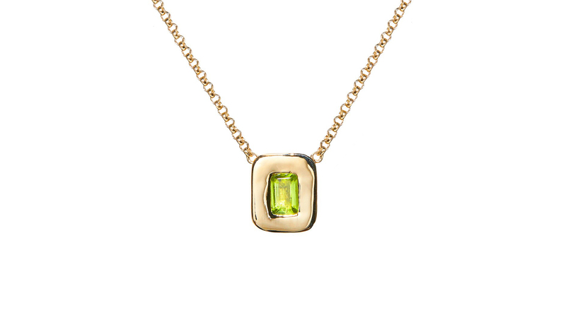 <a href="https://www.aligracejewelry.com/collections/the-candy-collection/products/peridot-nugget-necklace-1" target="_blank"> Ali Grace Jewelry</a> peridot “Nugget” 14-karat yellow gold necklace ($2,250)