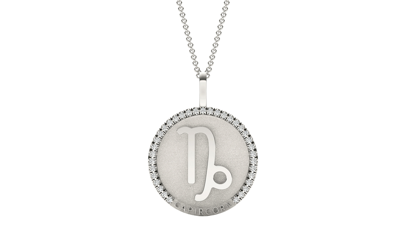 A 14-karat white gold “Capricorn” pendant with the smaller size lab-grown diamonds ($999)