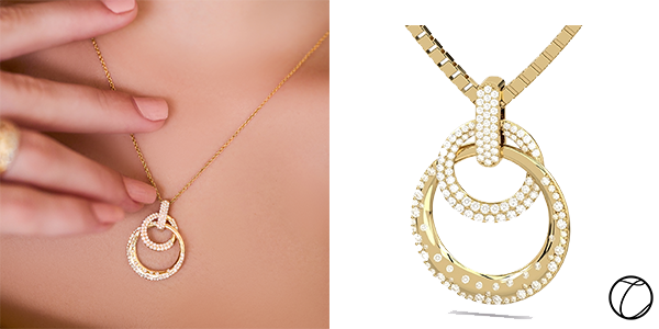 Starry Night Pendant: Our 14-Karat yellow gold Starry Night Pendant with two movable links. One with pavé and the other with scattered diamonds ($1,499) Starry Night Pendant: Our 14-Karat yellow gold Starry Night Pendant with two movable links. One with pavé and the other with scattered diamonds ($1,499)
