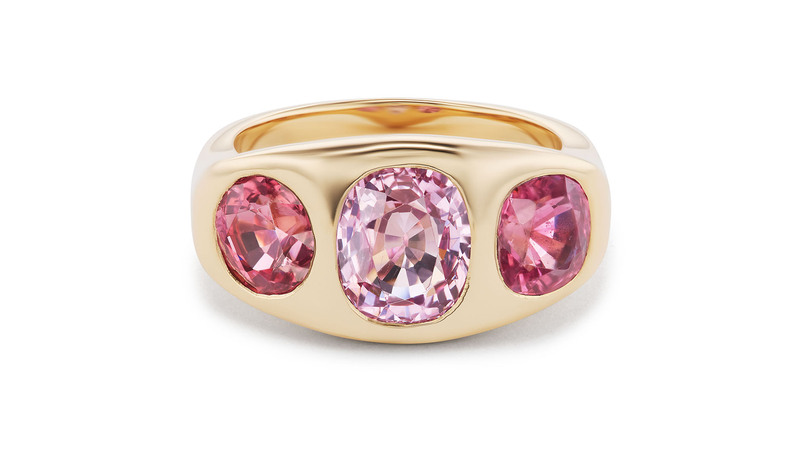 <a href="https://brentneale.com/" target="_blank"> Brent Neale</a> one-of-a-kind oval pink spinel ring with hot pink spinel sides in 18-karat yellow gold  ($10,000)