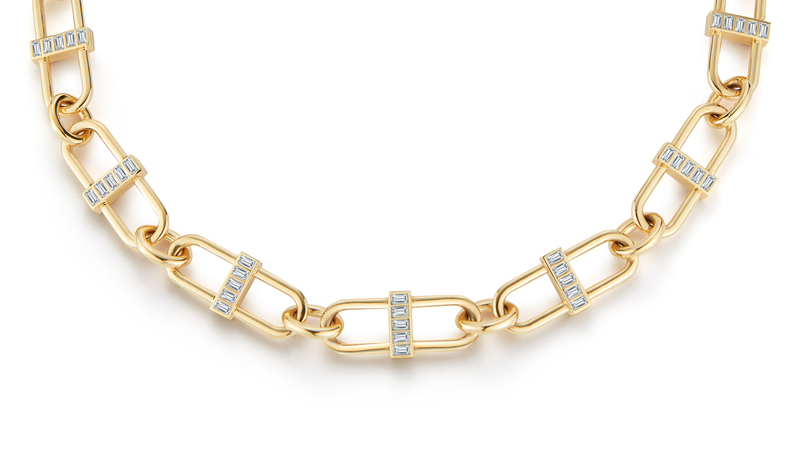 <a href="https://deborahpagani.com/"> Deborah Pagani</a> 18-karat yellow gold “XL Pill Link Necklace” with diamonds ($21,600)