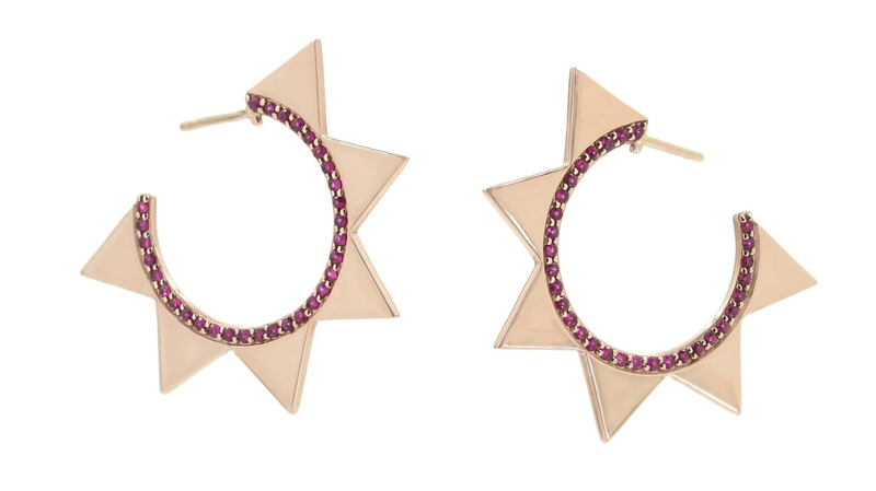 <a href="https://bondeyejewelry.com/" target="_blank">Bondeye Jewelry</a> 14-karat rose gold and ruby earrings ($2,375)