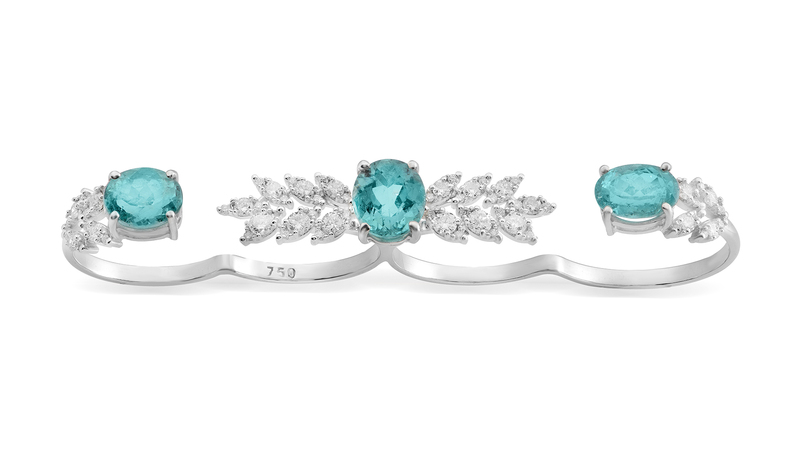 6.71 carats blue tourmaline ring