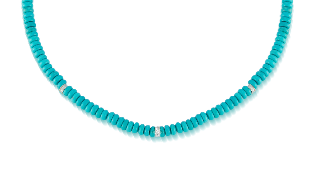 Mateo 14-karat yellow gold necklace with turquoise and diamonds ($1,875)