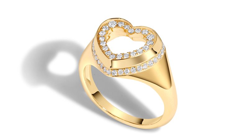 State Property “Parker” signet ring in 18-karat yellow gold with 0.32 carats of diamonds ($2,750)