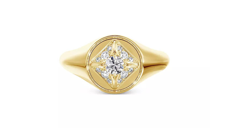 De Beers Forevermark “Icon Radiance” signet ring in 18-karat yellow gold with 0.26 total carats of diamonds ($2,500)