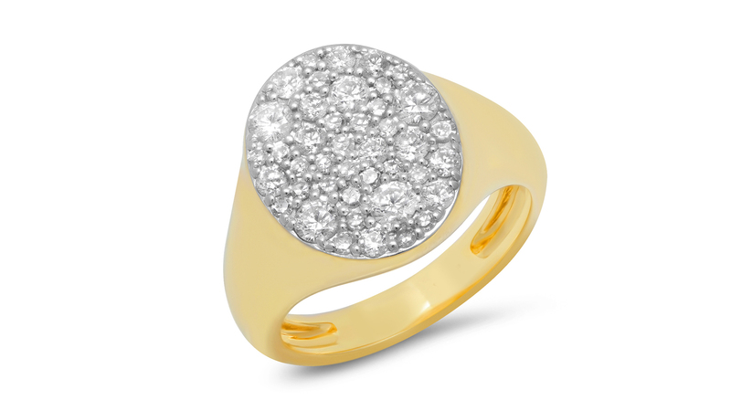 Eriness 14-karat yellow and white gold signet pinky ring with 0.53 carats of diamonds ($2,495)