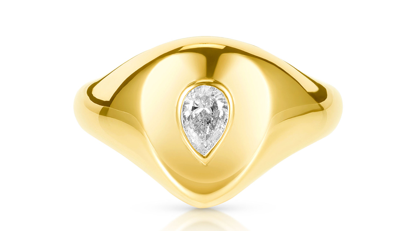 Carbon & Hyde pinky ring in 14-karat gold with a 0.15-carat pear-shaped diamond ($2,300)