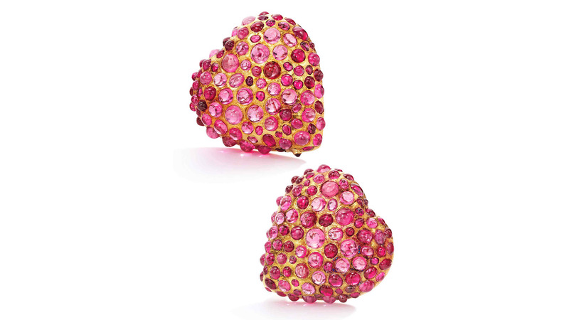 Two gold and ruby clip-brooches by Rene Boivin sold for $81,900.