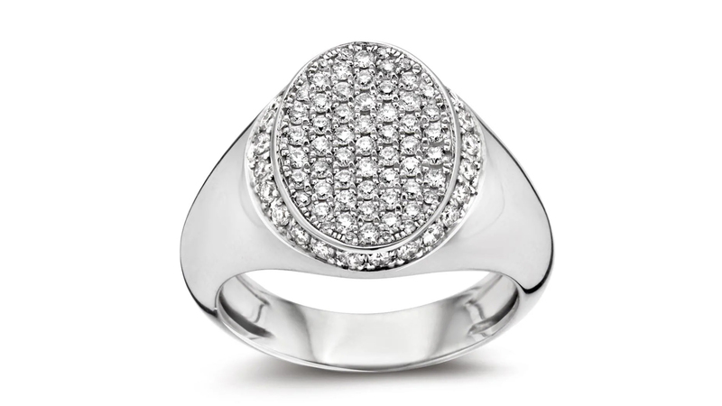 Dries Criel 18-karat white gold signet ring with 0.65 carats of diamonds, available at Mad Lords ($3,200)