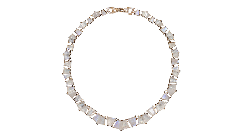 <a href=" https://nakarmstrong.com/" target="_blank">Nak Armstrong </a> 18-karat rose gold “Pleated Riviere Necklace” with rainbow moonstone and diamonds ($23,500)