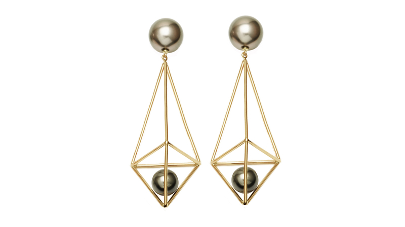 <a href="https://www.rushjewelrydesign.com/" target="_blank">Rush Jewelry Design </a> pearl “Terrarium and Nesting Pearl Earrings” in 18-karat yellow gold ($3,900)