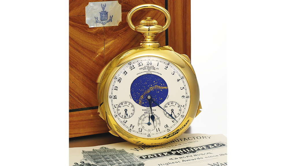 The Graves Supercomplication by Patek Philippe is said to be the world’s most complicated mechanical watch made without the use of computer technology. (Image courtesy of Sotheby’s)