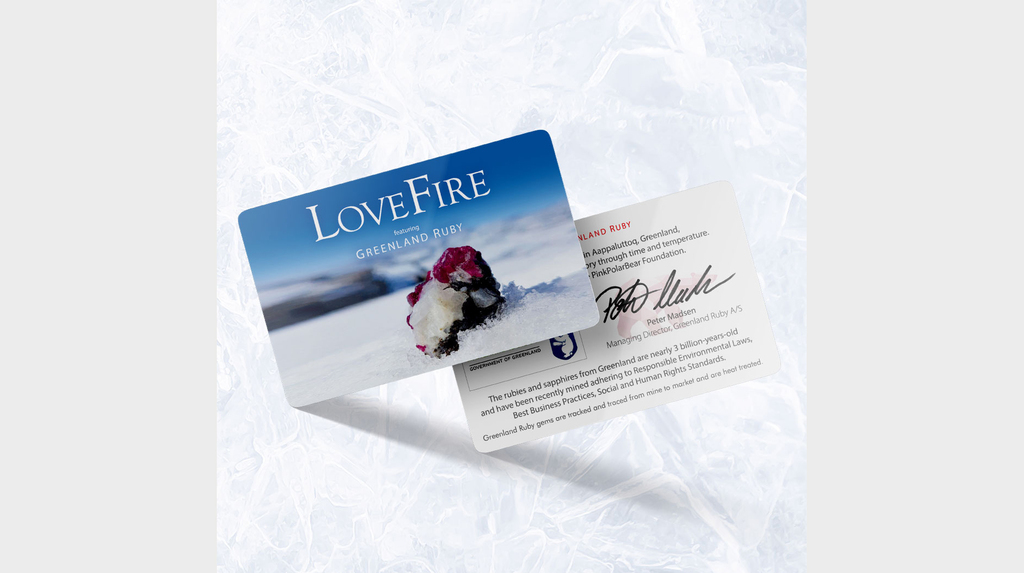 A card of authenticity accompanies each LoveFire jewel.