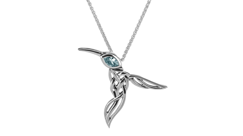 <a href="https://keithjack.com/" target="_blank">Keith Jack</a> silver hummingbird blue topaz necklace ($190)