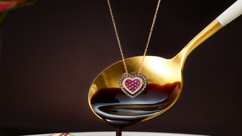 The “Strawberry and Chocolate Heart” ($1,999) took its inspiration from Godiva’s strawberry crème tarte truffle.