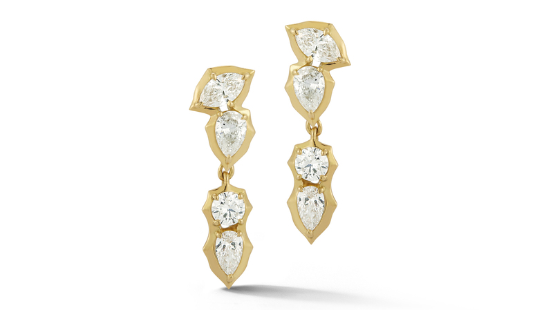 Poppy Single Drop Earrings in 18k Yellow Gold with 1.54 Carats of Diamonds ($8,800)
