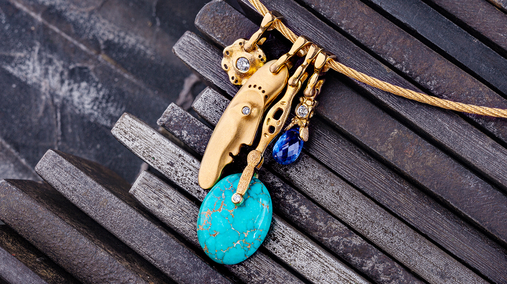 A collection of charms from Alex Šepkus. Rosenheim said the late artist’s work appeals to curious minds; he described it as “the thinking man’s jewelry.” (Photo courtesy of Alex Šepkus Co.) A collection of charms from Alex Šepkus. Rosenheim said the late artist’s work appeals to curious minds; he described it as “the thinking man’s jewelry.” (Photo courtesy of Alex Šepkus Co.)