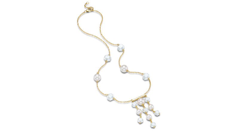<a href="https://www.mastoloni.com/" target="_blank">Mastoloni </a> “Bella Luna Tassel Bar Necklace” in 14-karat gold with white freshwater pearls and white moonstones ($1,550)