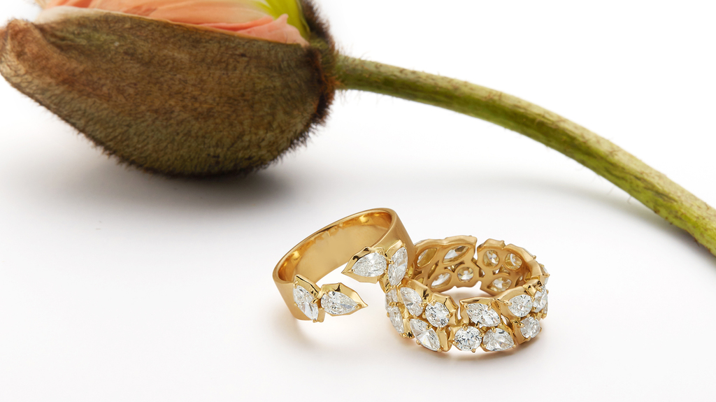 The Poppy Open Band ($6,200) and Eternity Band ($22,000)