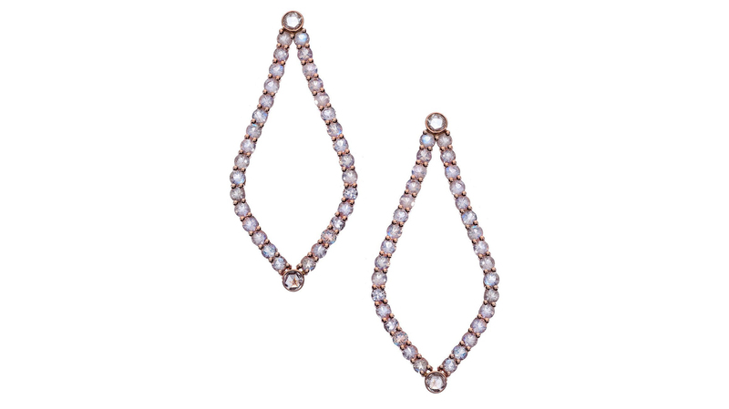 <a href="https://meredithmarks.com/" target="_blank">Meredith Marks </a> moonstone earrings set in 14-karat rose gold and accented with rose-cut white diamonds ($2,500)