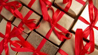 Gold holiday gift boxes